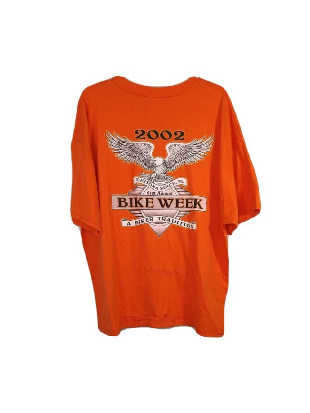Hanes Bike Week T-Shirt Men Size 2XL Orange Daytona Short Sleeve Biker FLAW - Picture 3 of 8
